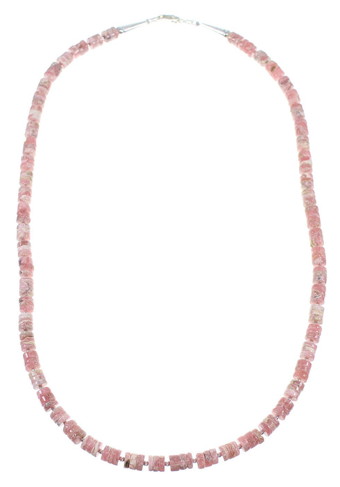 American Indian Sterling Silver And Rhodochrosite Bead Necklace WX59806