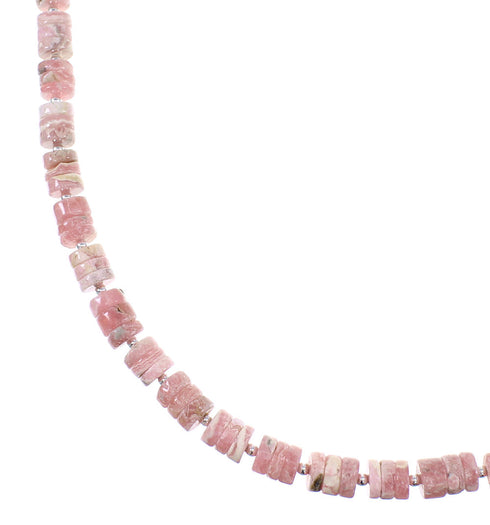 American Indian Sterling Silver And Rhodochrosite Bead Necklace WX59806
