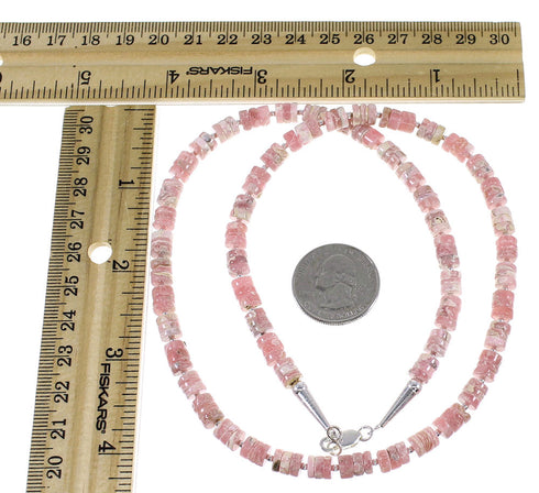 American Indian Sterling Silver And Rhodochrosite Bead Necklace WX59806