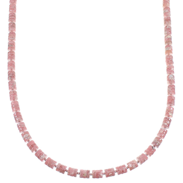 Rhodochrosite Navajo Indian Sterling Silver Bead Necklace WX59815