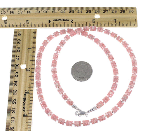 Rhodochrosite Navajo Indian Sterling Silver Bead Necklace WX59815