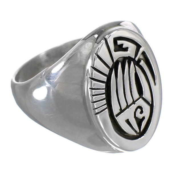 Native American Calvin Peterson Sterling Silver Bear Paw Water Wave Ring Size 11 RX99640