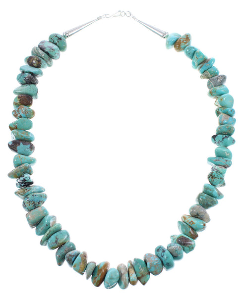 Genuine Sterling Silver Turquoise Bead Necklace AX96131