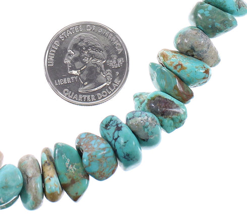 Genuine Sterling Silver Turquoise Bead Necklace AX96131
