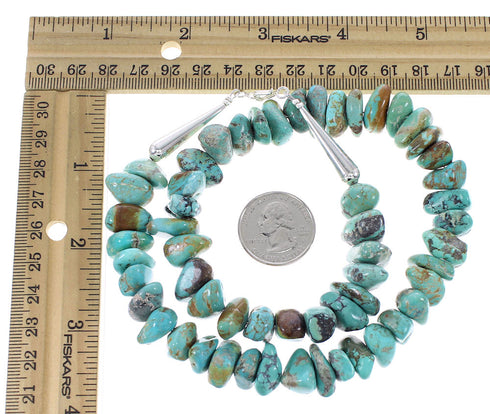 Genuine Sterling Silver Turquoise Bead Necklace AX96131