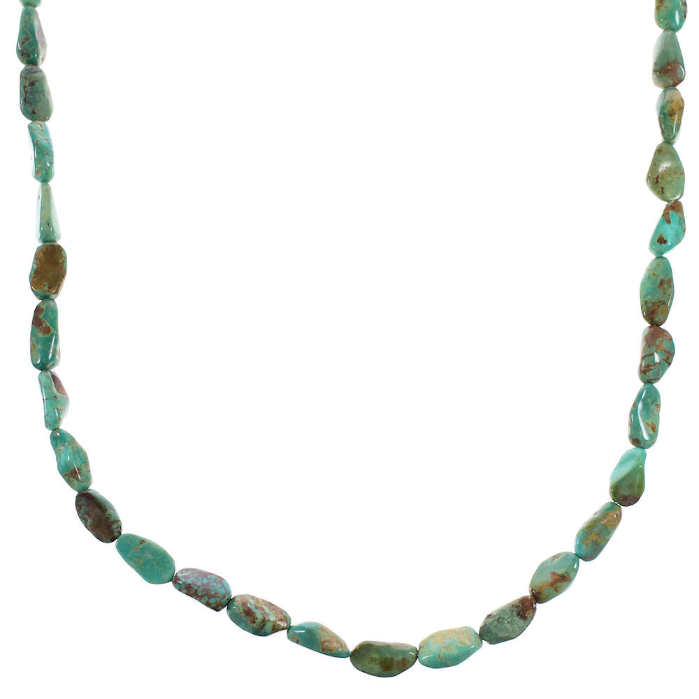 Kingman Turquoise Genuine Sterling Silver Southwest Bead Necklace AX96 ...
