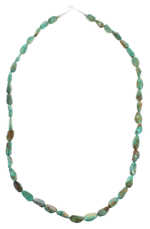 Kingman Turquoise Genuine Sterling Silver Southwest Bead Necklace AX96151