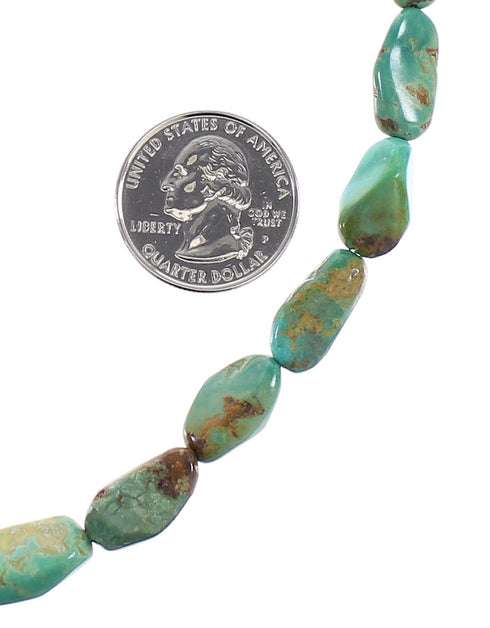 Kingman Turquoise Sterling Silver Southwest Bead Necklace AX96152