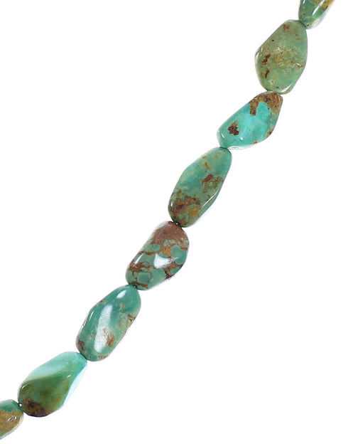 Kingman Turquoise Sterling Silver Southwest Bead Necklace AX96152