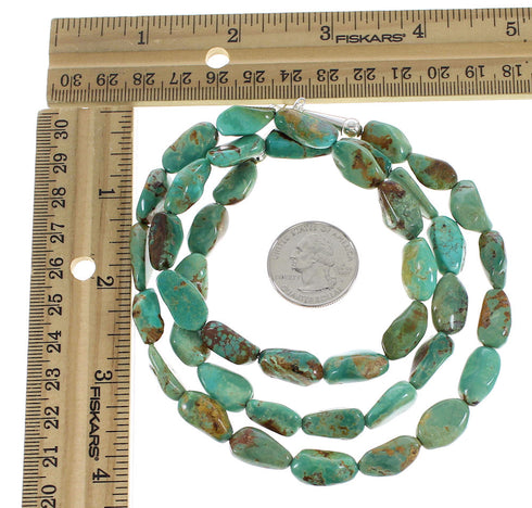 Kingman Turquoise Genuine Sterling Silver Southwest Bead Necklace AX96151