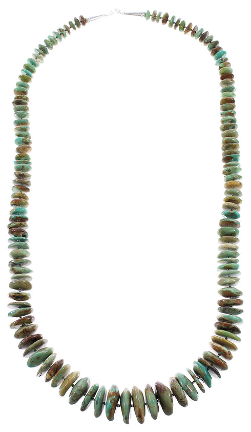 Turquoise Authentic Sterling Silver Navajo Bead Necklace AX96497