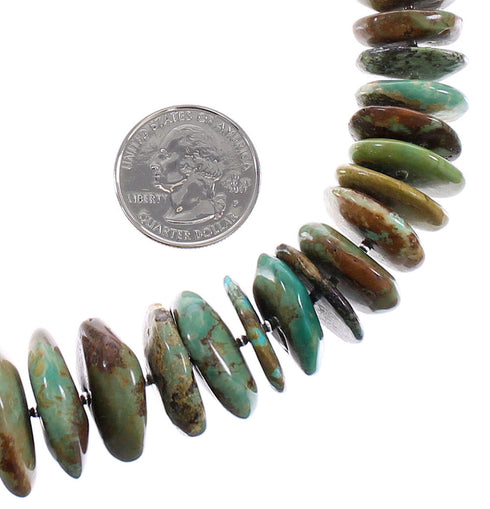 Turquoise Authentic Sterling Silver Navajo Bead Necklace AX96497