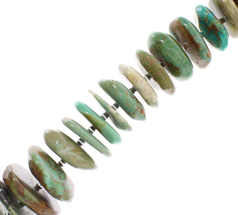 Turquoise Authentic Sterling Silver Navajo Bead Necklace AX96497