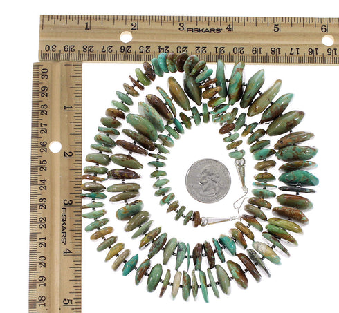 Turquoise Authentic Sterling Silver Navajo Bead Necklace AX96497