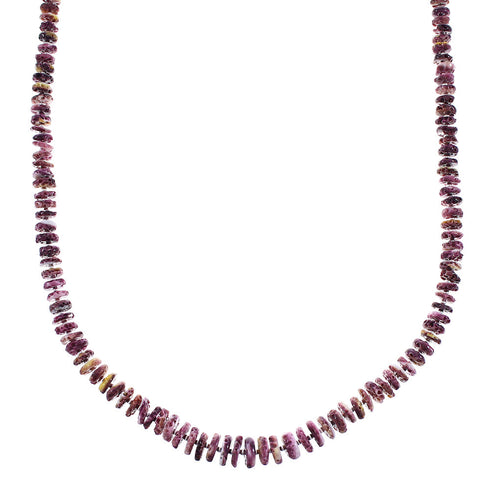 Native American Purple Oyster Shell Authentic Sterling Silver Bead Necklace RX96104