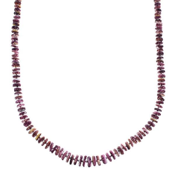 Native American Purple Oyster Shell Authentic Sterling Silver Bead Necklace RX96104