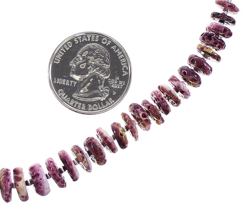 Native American Purple Oyster Shell Authentic Sterling Silver Bead Necklace RX96104
