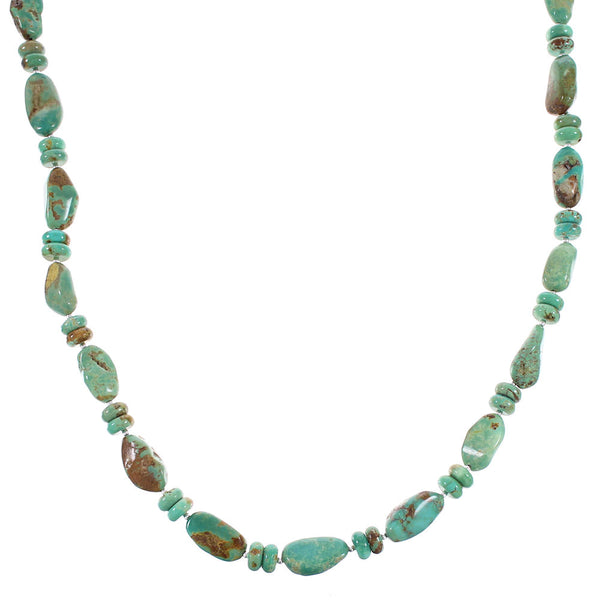 Authentic Sterling Silver Navajo Turquoise Bead Necklace AX96225