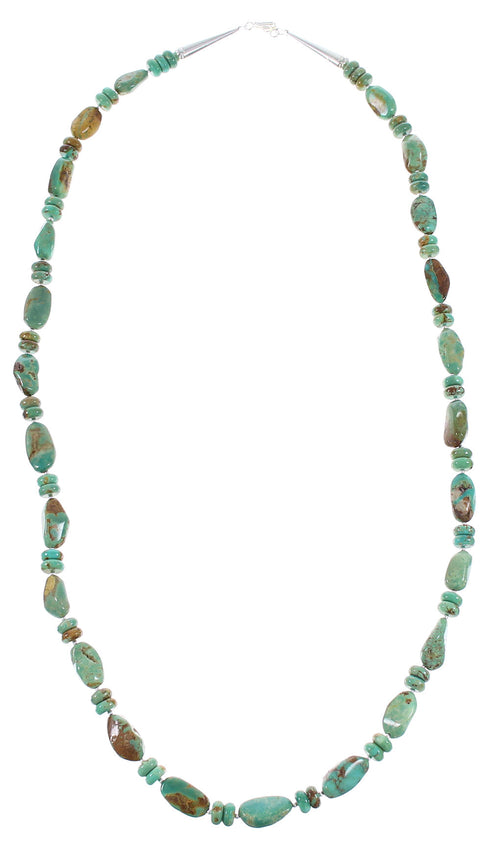 Authentic Sterling Silver Navajo Turquoise Bead Necklace AX96225