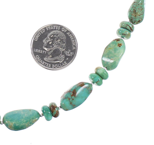 Authentic Sterling Silver Navajo Turquoise Bead Necklace AX96225