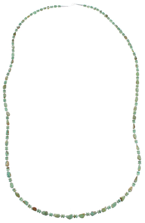 Turquoise Genuine Sterling Silver Native American Bead Necklace AX96231