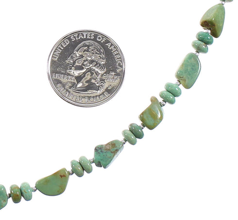 Turquoise Genuine Sterling Silver Native American Bead Necklace AX96231