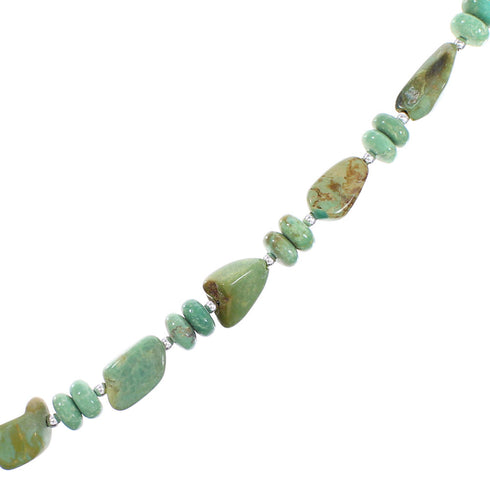 Turquoise Genuine Sterling Silver Native American Bead Necklace AX96231