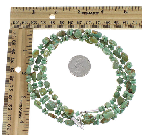 Turquoise Genuine Sterling Silver Native American Bead Necklace AX96231