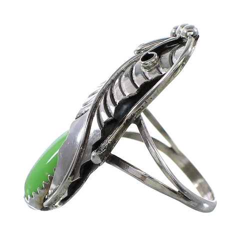 Sterling Silver Navajo Gaspeite Leaf Ring Size 6-1/4 AX96949