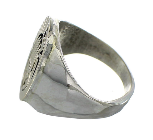 Silver 14 Karat Gold Calvin Peterson Bear Paw Water Wave Navajo Ring Size 9-3/4 RX111246