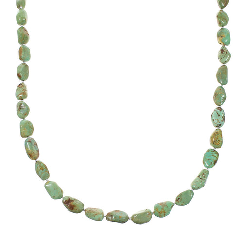 Navajo Authentic Sterling Silver And Turquoise Bead Necklace RX98087