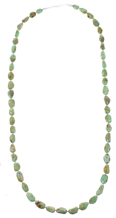 Navajo Authentic Sterling Silver And Turquoise Bead Necklace RX98087