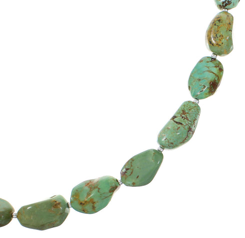 Navajo Authentic Sterling Silver And Turquoise Bead Necklace RX98087