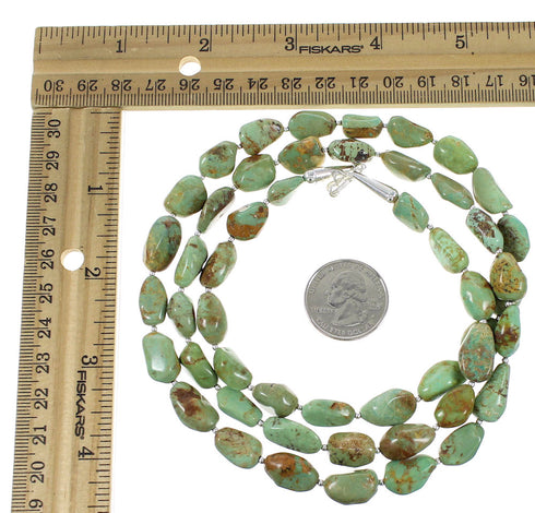 Navajo Authentic Sterling Silver And Turquoise Bead Necklace RX98087