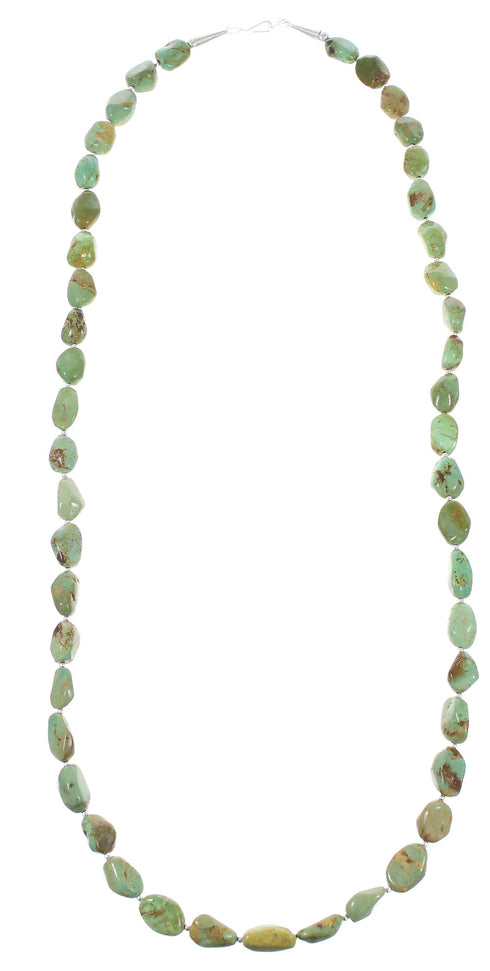 Genuine Sterling Silver And Turquoise Native American Bead Necklace RX98091