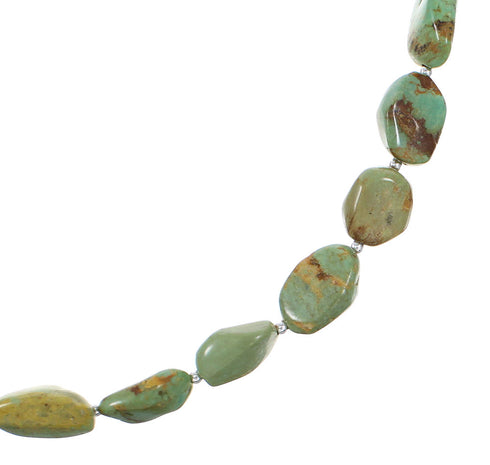 Genuine Sterling Silver And Turquoise Native American Bead Necklace RX98091
