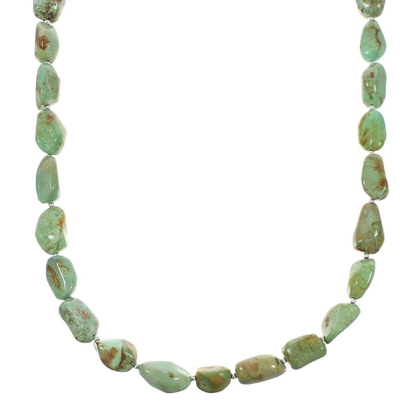 Genuine Sterling Silver Turquoise Navajo Indian Bead Necklace RX98093