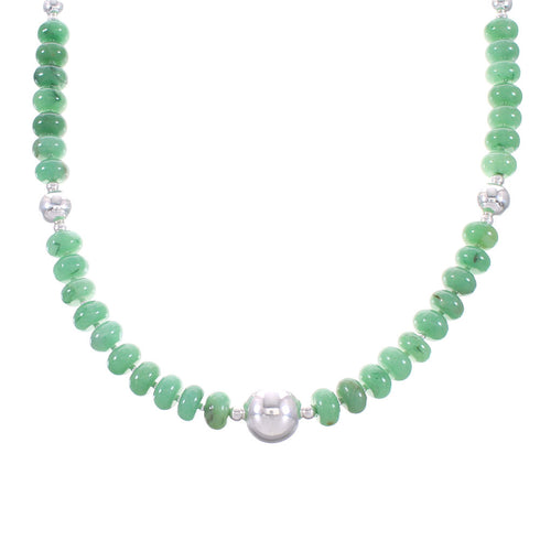 Aventurine Sterling Silver Navajo Bead Necklace AX98525