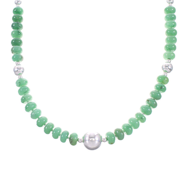 Aventurine Sterling Silver Navajo Bead Necklace AX98525
