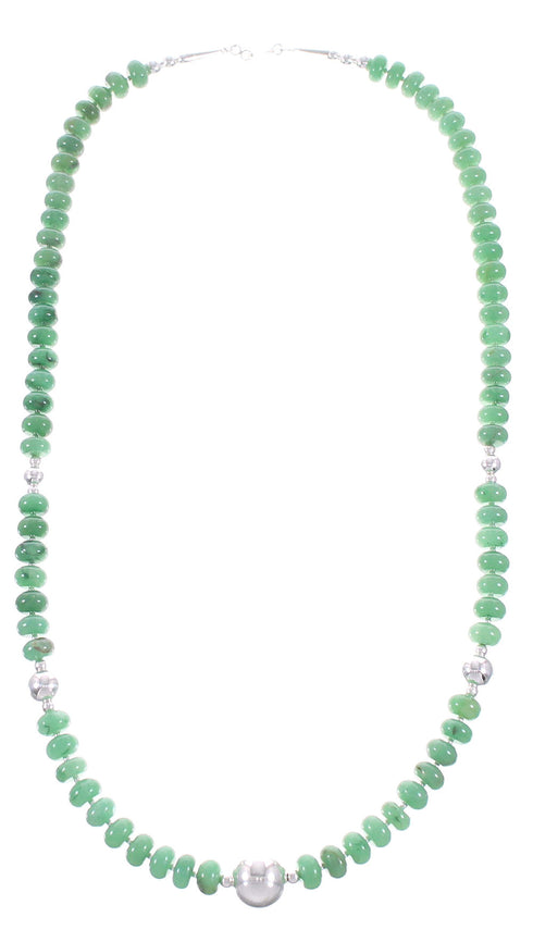 Aventurine Sterling Silver Navajo Bead Necklace AX98525
