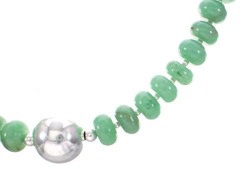 Aventurine Sterling Silver Navajo Bead Necklace AX98525