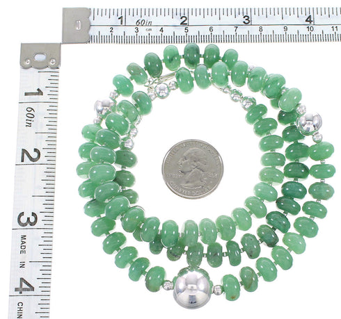 Aventurine Sterling Silver Navajo Bead Necklace AX98525