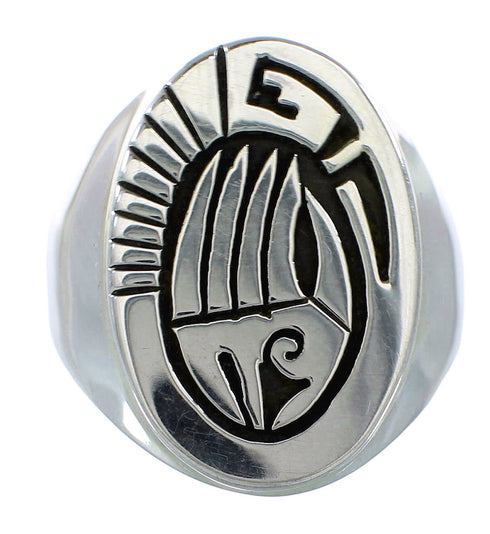 Native American Calvin Peterson Sterling Silver Bear Paw Water Wave Ring Size 11 RX99640