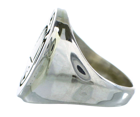 Native American Calvin Peterson Sterling Silver Bear Paw Water Wave Ring Size 11 RX99640