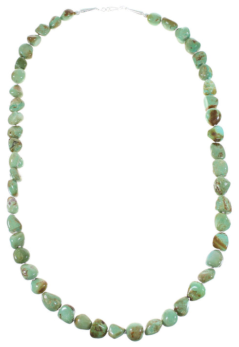 Kingman Turquoise Sterling Silver Navajo Bead Necklace AX99824