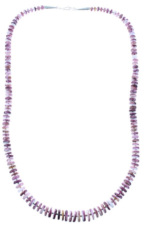 Purple Oyster Shell Sterling Silver Navajo Bead Necklace AX100259