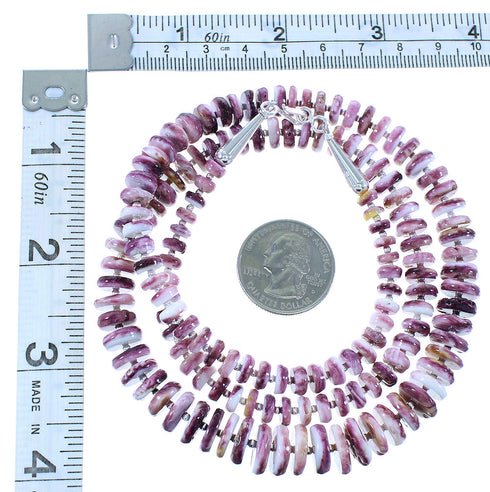 Purple Oyster Shell Sterling Silver Navajo Bead Necklace AX100259