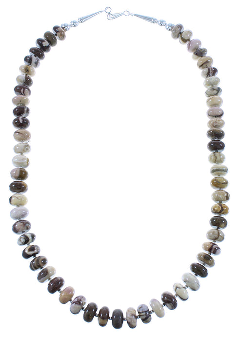 Brown Jasper Sterling Silver Navajo Bead Necklace AX100260