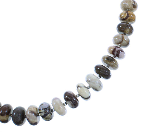 Brown Jasper Sterling Silver Navajo Bead Necklace AX100260