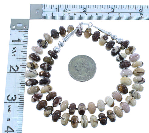 Brown Jasper Sterling Silver Navajo Bead Necklace AX100260
